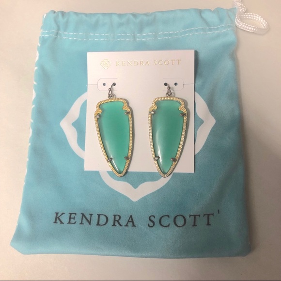 Authentic Retired Kendra Scott Green Earrings - Picture 3 of 3